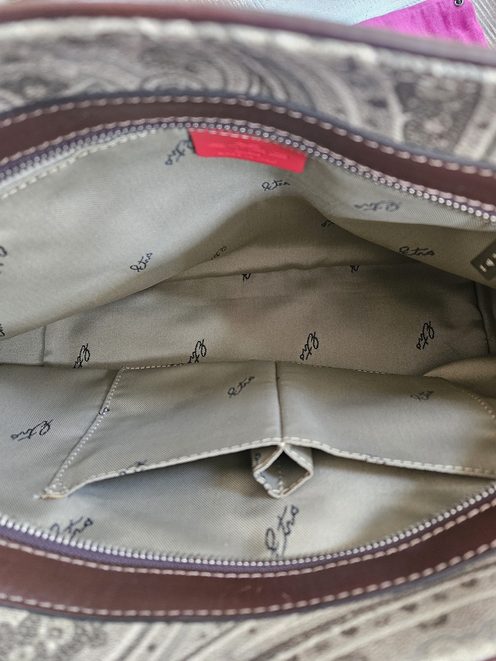ETRO Milano Paisley Canvas & Leather Tote in Brown - Picture 5 of 10